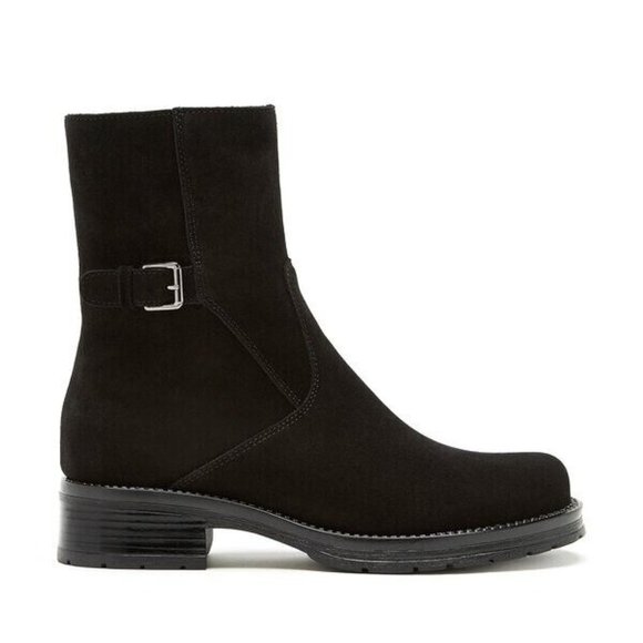 LA CANADIENNE COREY Suede Buckle Bootie Waterproof Platform Sz 7 M DD359